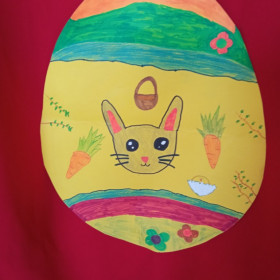 Papierowy model jajka - pisanka z króliczkiem i marchewką